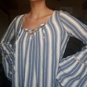 Striped Hollister Top with Bell Sleeves